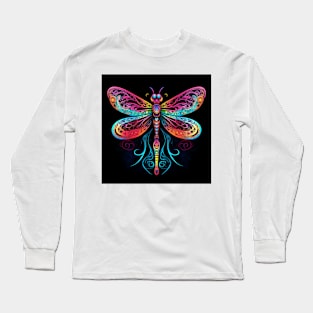 Dragonfly Neon Pop Art 2 Long Sleeve T-Shirt